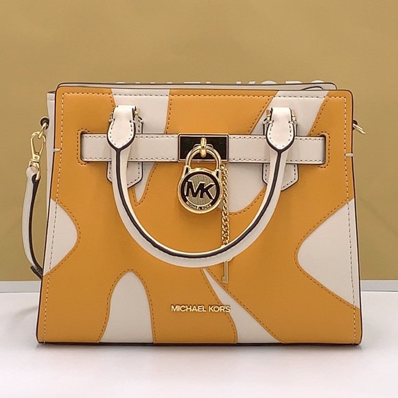 MICHAEL KORS Hamilton Small Two-Tone Satchel GOLDEN ROD MULTI color - Picture 4 of 16